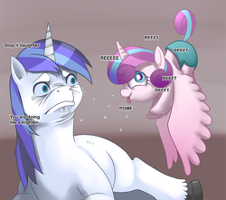 Size: 930x822 | Tagged: artist needed, safe, princess flurry heart, shining armor, alicorn, pony, unicorn, faic, father and child, father and daughter, female, filly, foal, frightened, frown, male, meme, missing cutie mark, parent and child, pastiche, ponified animal photo, silly, silly pony, stallion, tongue out