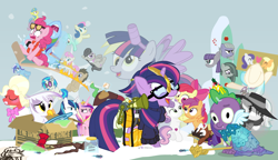 Size: 1200x692 | Tagged: safe, artist:dm29, apple bloom, applejack, big macintosh, bon bon, coco pommel, derpy hooves, discord, dj pon-3, doctor whooves, gilda, lemon hearts, limestone pie, lyra heartstrings, marble pie, maud pie, minuette, moondancer, octavia melody, pinkie pie, princess cadance, rainbow dash, rarity, scootaloo, shining armor, smooze, spike, sweetie belle, sweetie drops, trouble shoes, twilight sparkle, twilight sparkle (alicorn), twinkleshine, vinyl scratch, alicorn, earth pony, griffon, pony, unicorn, amending fences, appleoosa's most wanted, bloom and gloom, brotherhooves social, canterlot boutique, castle sweet castle, crusaders of the lost mark, do princesses dream of magic sheep, hearthbreakers, made in manehattan, make new friends but keep discord, party pooped, princess spike (episode), rarity investigates, scare master, slice of life (episode), tanks for the memories, the cutie map, the lost treasure of griffonstone, the one where pinkie pie knows, what about discord?, alicorn costume, alternate hairstyle, athena sparkle, back to the future, background six, bedroom eyes, bowtie, box, cardboard box, charlie brown, clothes, costume, crossdressing, crossing the memes, crying, cutie mark, cutie mark crusaders, derpysaur, detective rarity, dress, fake horn, fake wings, female, filly, fusion, glasses, hat, i didn't listen, i'm pancake, implied rarijack, it happened, lyrabon (fusion), mare, meme, new crown, nightmare night costume, ocular gushers, orchard blossom, peanuts, pest control gear, pinkie mcpie, princess dress, punklight sparkle, revolutionary girl utena, sled, snow, staff, staff of sameness, sunglasses, sweater, the cmc's cutie marks, the meme continues, the ride never ends, the story so far of season 5, this isn't even my final form, toilet paper roll, toilet paper roll horn, top hat, twilight muffins, twilight scepter, twittermite, unamused, volumetric mouth, wig