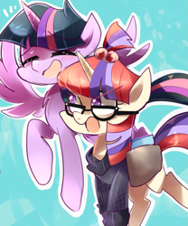 Size: 1001x1201 | Tagged: safe, artist:sion-ara, moondancer, twilight sparkle, twilight sparkle (alicorn), alicorn, pony, unicorn, cute, female, glasses, lesbian, mare, shipping, twidancer