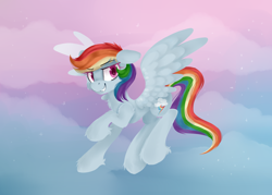 Size: 3500x2500 | Tagged: safe, artist:appleychu, rainbow dash, pegasus, pony, flying, grin, smiling, solo