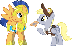 Size: 857x557 | Tagged: safe, artist:cloudyglow, artist:faithfulandstrong, edit, derpy hooves, flash sentry, pegasus, pony, best friends, derpsentry, female, male, mare, shipping, straight