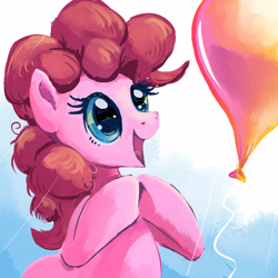 Size: 2500x2500 | Tagged: safe, artist:gsphere, pinkie pie, earth pony, pony, balloon, chubby, cute, diapinkes, solo