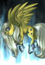 Size: 770x1108 | Tagged: safe, artist:not-ordinary-pony, oc, oc only, oc:psychoshy, pegasus, pony, fallout equestria, fallout equestria: project horizons, electricity, power hoof, solo