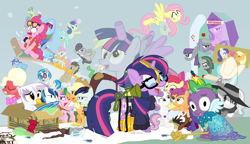 Size: 1200x692 | Tagged: safe, artist:dm29, apple bloom, applejack, big macintosh, bon bon, coco pommel, coloratura, derpy hooves, discord, dj pon-3, doctor whooves, fluttershy, gilda, lemon hearts, limestone pie, lyra heartstrings, marble pie, maud pie, minuette, moondancer, octavia melody, pinkie pie, princess cadance, rainbow dash, rarity, scootaloo, shining armor, smooze, spike, starlight glimmer, sweetie belle, sweetie drops, trouble shoes, twilight sparkle, twilight sparkle (alicorn), twinkleshine, vinyl scratch, alicorn, earth pony, griffon, pony, unicorn, amending fences, appleoosa's most wanted, bloom and gloom, brotherhooves social, canterlot boutique, castle sweet castle, crusaders of the lost mark, do princesses dream of magic sheep, hearthbreakers, made in manehattan, make new friends but keep discord, party pooped, princess spike (episode), rarity investigates, scare master, slice of life (episode), tanks for the memories, the cutie map, the cutie re-mark, the hooffields and mccolts, the lost treasure of griffonstone, the mane attraction, the one where pinkie pie knows, what about discord?, alicorn costume, alternate hairstyle, athena sparkle, back to the future, background six, bedroom eyes, bipedal, bowtie, box, cardboard box, charlie brown, clothes, costume, crossdressing, crossing the memes, crying, cutie mark, cutie mark crusaders, derpysaur, detective rarity, dress, drinking straw, fake horn, fake wings, female, fernando the straw, filly, final form, fusion, glasses, hat, i didn't listen, i'm pancake, implied rarijack, it happened, lyrabon (fusion), mare, meme, new crown, nightmare night costume, ocular gushers, open mouth, orchard blossom, peanuts, pest control gear, pinkie mcpie, princess dress, punklight sparkle, rara, revolutionary girl utena, s5 starlight, saddle bag, selfie, sled, snow, staff, staff of sameness, sunglasses, sweater, the cmc's cutie marks, the meme concludes, the meme continues, the ride never ends, the story so far of season 5, this is my final form, toilet paper roll, toilet paper roll horn, top hat, twilight muffins, twilight scepter, twittermite, unamused, volumetric mouth, wig