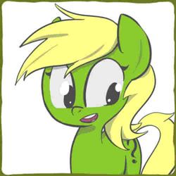 Size: 500x500 | Tagged: artist needed, safe, oc, oc only, oc:anon filly, earth pony, pony, alternate hair color, blonde, female, filly, solo