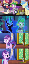 Size: 1400x3058 | Tagged: safe, edit, edited screencap, screencap, distant star, honey lemon, miss hackney, moondancer, nightmare moon, spike, starlight glimmer, alicorn, dragon, pony, unicorn, the cutie re-mark, alternate timeline, aqua teen hunger force, bedroom eyes, comic, discovery family logo, female, flirting, hundreds of users filter this tag, love triangle, magic, male, mare, nightmare takeover timeline, screencap comic, shipping, sparlight, spike gets all the mares, spikedancer, spikemoon, straight, telekinesis, tonight you