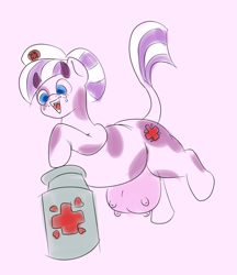 Size: 1405x1625 | Tagged: safe, artist:wizardski, nurse sweetheart, cow, cow pony, chubby, cowified, hat, nurse, species swap, udder