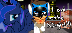 Size: 742x347 | Tagged: safe, pipsqueak, princess luna, batman, clothes, cosplay, costume, mask, masked, the venture bros.