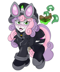 Size: 1600x1896 | Tagged: safe, artist:blackbewhite2k7, sweetie belle, alternate costumes, alternate hairstyle, batman, catgirl, catwoman, crossover, lipstick, older, pickpocketing, rope, solo, stealing