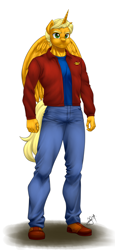 Size: 700x1527 | Tagged: safe, artist:pia-sama, applejack, oc, oc only, oc:appleclark, alicorn, anthro, plantigrade anthro, alicorn oc, app-el, clark kent, fanfic art, fanfic cover, smallville, solo, superman