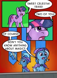 Size: 461x634 | Tagged: safe, artist:rydelfox, trixie, twilight sparkle, atop the fourth wall, linkara, parody, superman, superman at earth's end