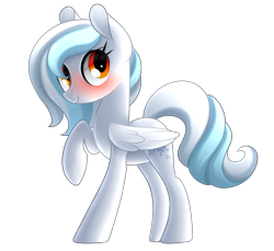 Size: 2224x2033 | Tagged: safe, artist:scarlet-spectrum, oc, oc only, oc:breezy frost, pony, blushing, commission, female, looking at you, mare, raised hoof, simple background, smiling, solo, transparent background