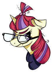 Size: 1090x1476 | Tagged: safe, artist:yawningmilk, moondancer, bust, glasses, scowl, solo