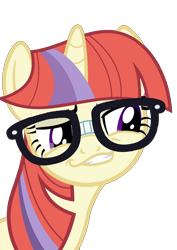 Size: 724x1024 | Tagged: safe, artist:ponyglam, moondancer, faic, glasses, meme, smirk, smug, smugdash, solo