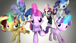 Size: 1920x1080 | Tagged: safe, artist:pika-robo, moondancer, rarity, starlight glimmer, sunset shimmer, twilight sparkle, pony, unicorn, 3d, counterparts, magic, magical sextet, sonic rivals, sonic rivals 2, source filmmaker, twilight's counterparts