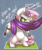 Size: 1002x1200 | Tagged: safe, artist:atryl, rarity, sweetie belle, pony, unicorn, bipedal, clothes, costume, fork, ninja, offscreen character, tail