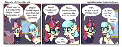 Size: 1200x466 | Tagged: safe, artist:digitaldasherbot, coco pommel, moondancer, comic:threads of friendship, book, comic, magic, telekinesis