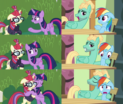 Size: 1280x1080 | Tagged: safe, screencap, moondancer, rainbow dash, twilight sparkle, twilight sparkle (alicorn), zephyr breeze, alicorn, pegasus, pony, amending fences, flutter brutter, comparison, creepy, floppy ears, hape, hug, personal space invasion