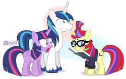 Size: 1080x680 | Tagged: safe, artist:dm29, moondancer, shining armor, twilight sparkle, twilight sparkle (alicorn), alicorn, pony, unicorn, blush sticker, blushing, crush, embarrassed, female, jaw drop, kiss mark, male, moonshining, shining armor gets all the mares, shipping, shocked, simple background, straight, this will end in pain, transparent background, trio