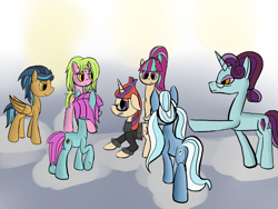 Size: 2000x1500 | Tagged: safe, artist:minosua, indigo zap, lemon zest, moondancer, principal abacus cinch, sour sweet, sugarcoat, sunny flare, equestria girls, alternate universe, equestria girls ponified, ponified, shadow five, simple background