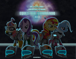 Size: 1018x785 | Tagged: safe, artist:mayozilla, moondancer, starlight glimmer, sunset shimmer, trixie, twilight sparkle, pony, armor, clone trooper, crossover, digital art, magical quartet, republic commando, star wars, twilight's counterparts, video game