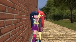 Size: 1360x768 | Tagged: safe, artist:mk513, moondancer, twilight sparkle, twilight sparkle (alicorn), equestria girls, 3d, equestria girls-ified, female, gmod, kissing, lesbian, shipping, twidancer