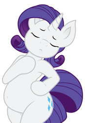 Size: 1731x2489 | Tagged: safe, artist:joey darkmeat, edit, rarity, pony, semi-anthro, unicorn, belly, belly button, bipedal, chubby, eyes closed, frown, plump, preggity, pregnant, pregnant edit, sensibly-proportioned pregnancy, solo