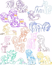 Size: 3345x4209 | Tagged: safe, artist:adorkabletwilightandfriends, applejack, cheerilee, dj pon-3, lyra heartstrings, moondancer, octavia melody, princess cadance, rainbow dash, rarity, shining armor, starlight glimmer, twilight sparkle, twilight sparkle (alicorn), vinyl scratch, oc, oc:autumn summer, oc:greg, alicorn, earth pony, pegasus, pony, unicorn, adorkable twilight, bondage, compilation, hogtied, plot, plot party