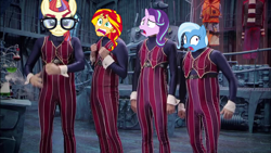 Size: 1280x720 | Tagged: safe, edit, moondancer, starlight glimmer, sunset shimmer, trixie, equestria girls, counterparts, derp, lazytown, robbie rotten, twilight's counterparts, we are number one