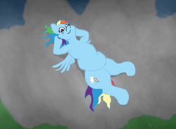 Size: 1037x761 | Tagged: safe, artist:lupin quill, rainbow dash, pegasus, pony, chubby, cloud, solo