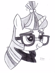 Size: 2173x2859 | Tagged: safe, artist:drchrisman, moondancer, pony, bust, high res, monochrome, portrait, solo, traditional art