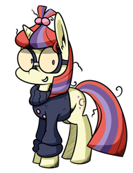 Size: 1537x1993 | Tagged: safe, artist:glacierfrostclaw, moondancer, pony, unicorn, clothes, glasses, simple background, smiling, solo, style emulation, sweater, transparent background