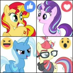 Size: 540x540 | Tagged: safe, moondancer, starlight glimmer, sunset shimmer, trixie, pony, unicorn, counterparts, emoji, facebook reactions, twilight's counterparts, 👍