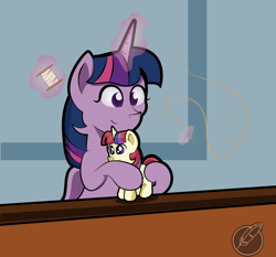 Size: 1266x1181 | Tagged: safe, artist:moonlightfan, moondancer, twilight sparkle, twilight sparkle (alicorn), alicorn, pony, unicorn, in a nutshell, amending fences, cute, female, hoof hold, hug, levitation, magic, mare, plushie, sewing, smiling, solo, telekinesis, thread, twiabetes