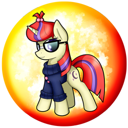 Size: 2539x2539 | Tagged: safe, artist:flamevulture17, moondancer, pony, unicorn, clothes, commission, female, glasses, mare, orb, solo, sweater