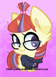 Size: 395x549 | Tagged: safe, artist:choccymilkshake, moondancer, pony, unicorn, base used, chibi, clothes, cute, dancerbetes, female, glasses, mare, solo, sweater