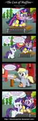 Size: 1024x3189 | Tagged: safe, artist:aleximusprime, derpy hooves, rarity, twilight sparkle, pegasus, pony, unicorn, chubby, clothes, comic, costume, dialogue, female, implied weight gain, leotard, mare, plot, speech bubble, treadmill