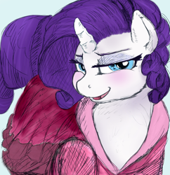 Size: 1200x1242 | Tagged: safe, artist:kiedough, artist:sirmasterdufel, color edit, edit, rarity, pony, unicorn, bedroom eyes, chubby, clothes, colored, dress, seductive, solo