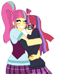 Size: 821x974 | Tagged: safe, artist:alicesbeatinghearts, artist:ktd1993, moondancer, sour sweet, equestria girls, clothes, crystal prep academy uniform, equestria girls-ified, eyes closed, female, glasses, hug, lesbian, school uniform, shipping, simple background, smiling, sourdancer, transparent background