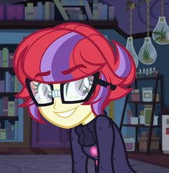 Size: 4000x4102 | Tagged: safe, artist:orin331, moondancer, equestria girls, alternate hairstyle, alternate universe, clothes, dancerverse, equestria girls-ified, female, glasses, short hair, smiling, solo