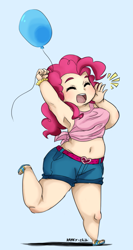 Size: 931x1752 | Tagged: safe, artist:krazy-chibi, pinkie pie, human, armpits, chubby, humanized, plump, solo