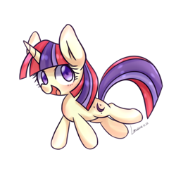 Size: 1000x1000 | Tagged: safe, artist:lan wu, moondancer, pony, unicorn, cute, dancerbetes, female, filly, filly moondancer, open mouth, simple background, smiling, solo, white background, younger