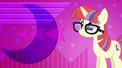 Size: 1920x1080 | Tagged: safe, artist:dashiesparkle, artist:laszlvfx, edit, moondancer, cutie mark background, glasses, solo, wallpaper, wallpaper edit