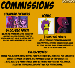 Size: 4000x3625 | Tagged: safe, artist:goatcanon, moondancer, starlight glimmer, tempest shadow, twilight sparkle, twilight sparkle (alicorn), oc, oc:lemontwist, alicorn, pony, unicorn, my little pony: the movie, 3d, big crown thingy, clothes, commission, commission info, coronation dress, dress, gradient background, jewelry, prices, regalia, scepter, text, twilight scepter