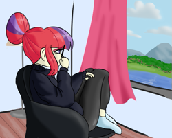 Size: 615x495 | Tagged: safe, artist:iyoungsavage, moondancer, equestria girls, clothes, equestria girls-ified, glasses, socks, solo, sweater