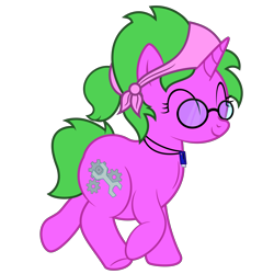 Size: 7000x7000 | Tagged: safe, artist:besttubahorse, oc, oc only, oc:gizmo gears, pony, unicorn, absurd resolution, bandana, chubby, cutie mark, eyes closed, female, glasses, happy, simple background, solo, transparent background, usb necklace, vector