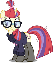 Size: 4172x5000 | Tagged: safe, artist:dashiesparkle, artist:icey-wicey-1517, edit, moondancer, pony, unicorn, absurd resolution, clothes, cute, dancerbetes, ear piercing, earring, female, glasses, jewelry, mare, messy mane, nylon, piercing, simple background, socks, solo, stockings, sweater, thigh highs, transparent background