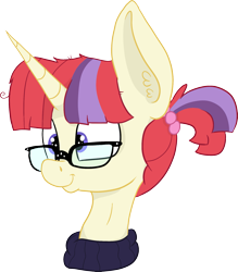 Size: 1579x1806 | Tagged: safe, artist:paskanaakka, derpibooru exclusive, moondancer, pony, unicorn, bust, ear fluff, female, glasses, mare, portrait, simple background, smiling, solo, transparent background