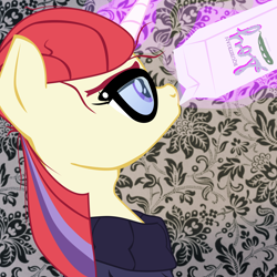 Size: 3000x3000 | Tagged: safe, artist:aaronmk, moondancer, pony, unicorn, bust, clothes, drinking, female, glasses, magic, mare, solo, soy, sweater, vector