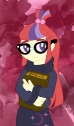Size: 1092x1842 | Tagged: safe, artist:pelcogo, moondancer, amending fences, equestria girls, book, equestria girls-ified, glasses, solo